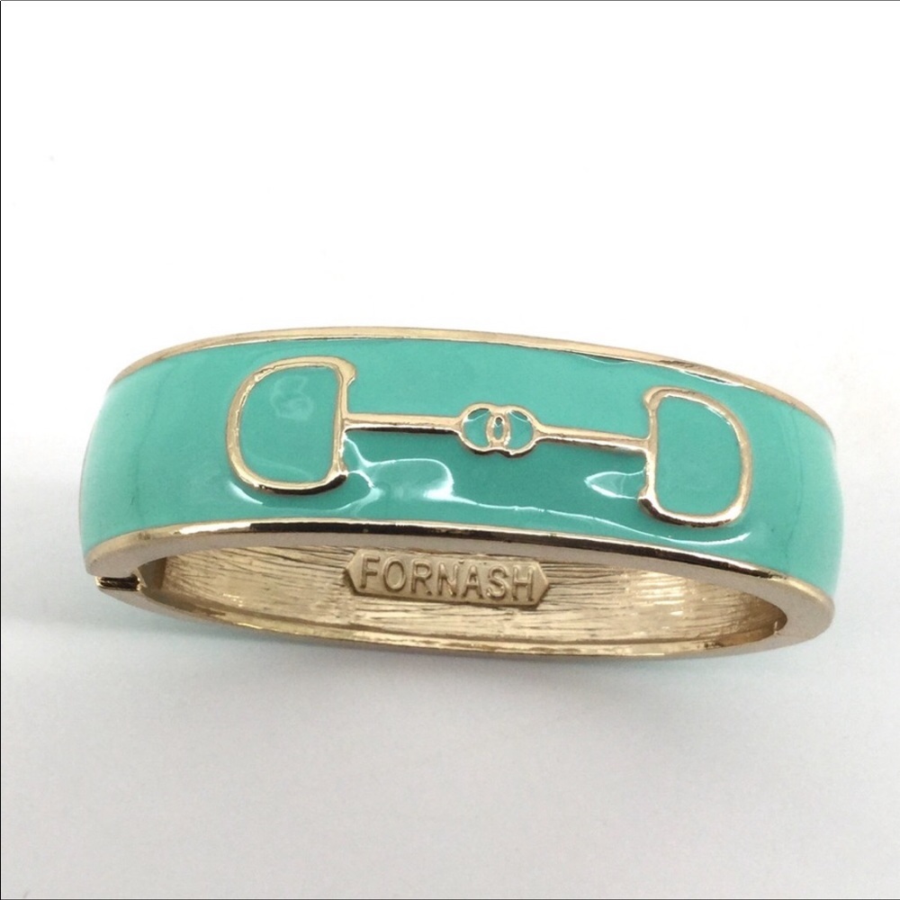 NEW FORNASH Bracelet Horse Bit Bridle Aqua Gold